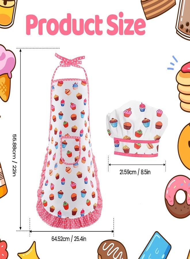 MEIDAYAI 2 Pcs Kid Apron and Chef Hat Set, Adjustable Childrens Cooking Baking Outfit, Pretend Play Dress Up Costume for Toddlers 3-8, Birthday Xmas Gift (White) - Image 2